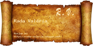 Rada Valéria névjegykártya